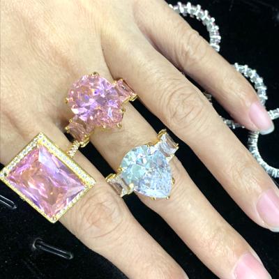 China Fashion Engagement Pear Ring Silver Plated Diamond Ring Fashion Cubic Zirconia Ring for sale