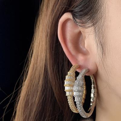 China CLASSIC New Fashion Big Circle Earrings Iced Out Micro Pave Zircon CZ Circle Earrings Shape Earrings 2021 Trend for sale