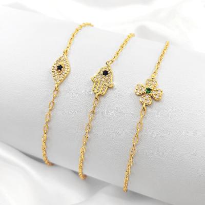 China FASHIONABLE Popular Lucky Grass Lucky Grass Blue Eyes Blue Eyes Gold Plated Women's Men's Lucky Bracelet for sale