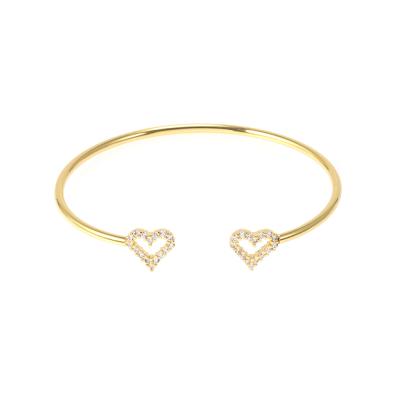 China FASHIONABLE Foxi Jewelry Gold Plated Bangle Cubic Zirconia Heart Bracelet for sale