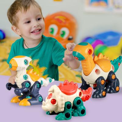 China Good Quality Kouyikou Cartoon Dinosaur Boys Take Apart Boys 3 Year Girls Building Construction STEM Dinosaur Educational Toys for sale