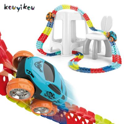 China Slot Toy Kouyikou 4 Track Colors Variable Assembling Flexible Diy Slot Racing Tracks For Kids for sale