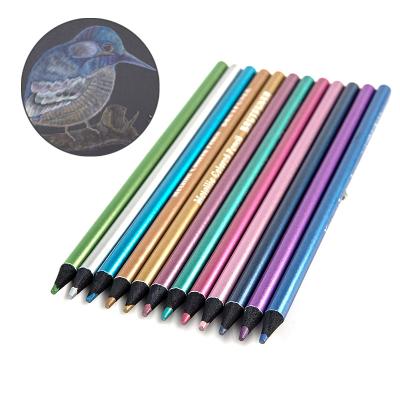 China 12 Color Metallic Drawing Pencil Sketching Pencil Painting Colored Pencils Art Z002 for sale