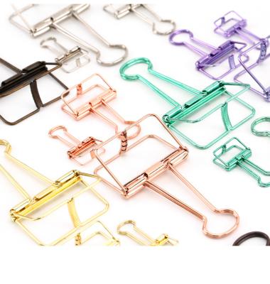 China Metal 3 Colors 8 Class Office Study Binder Paper Clips Rose Green Purple Large Medium INS Gold Ribbon Small Office Study Binder for sale