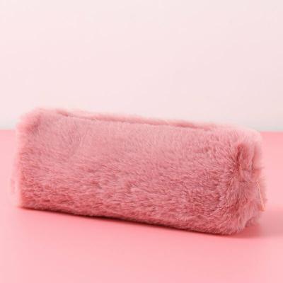 China Large capacity fluffy cute zipper black cat cheap round school pencil case for women for sale