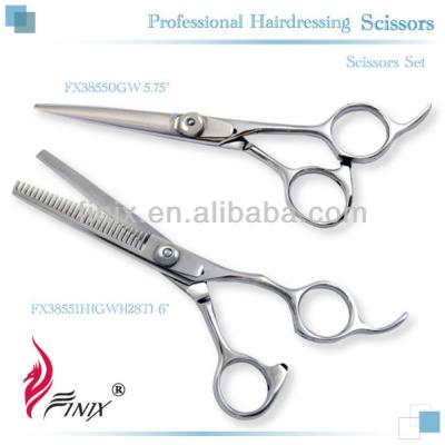 China Hairdressing Scissors Fixed Professional Finger Rest Hair Cutting Scissor Set for sale