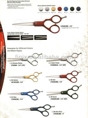 China Finishing or Drawing Scissors Manufacturer Zinc-Alloy Handles Hair Scissors in Satin Colors for sale