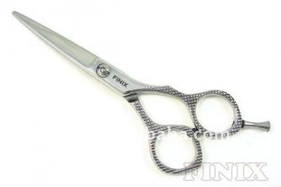 China Special Hair Salon Scissors Design Lattice Pattern Handles Hairdressing Scissors for sale