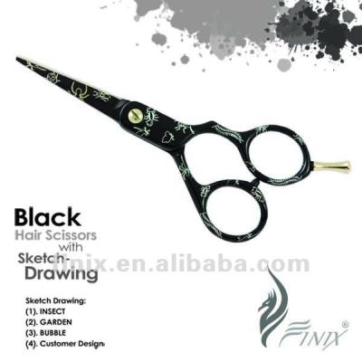 China Tattoo Hair Scissors (Engranving) Styling Insect Ed Liner Tattoo Barber Scissors for sale