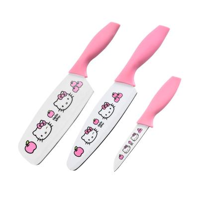 China High Quality Viable 3pcs Hello Kitty Knife Set Fruit Meat Vegetable Chopper Knife For Kitchen for sale