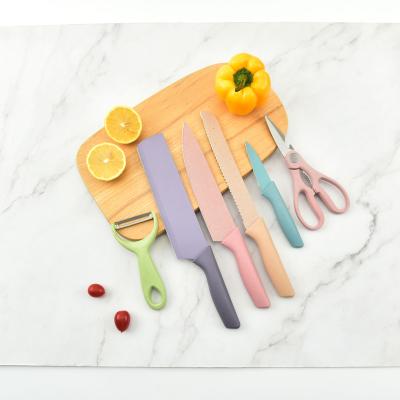 China Viable Color Ultra-sharp Kitchen Knife Set 6 Pcs Chef Knives Set With Paper Box Packing For Family And Restaurant for sale