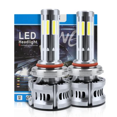 China Auto Led Headlight Super Bright 60w Led Headlight Bulb 8 Sides COB Chip N8 9006 8000LM Led Headlight for sale