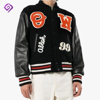 China OEM Manufacturer High Quality Embroidery Men's College QUICK DRY Leather Sleeves Custom Logo Baseball Bomber Letterman Varsity Jacket for sale