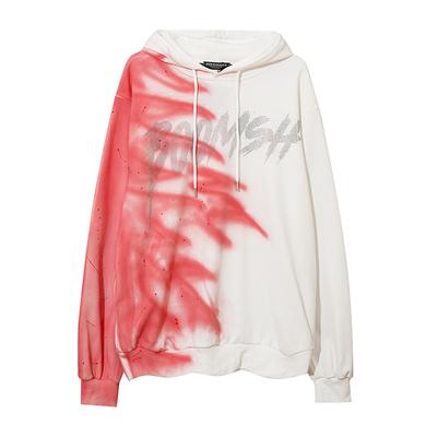 China Anti-Wrinkle OEM Customized Rhinestone LOGO Tie-Dye Hooded Sweater For Men and Women Oversized Hip-Hop Trend Jacket Top for sale