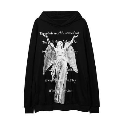 China Custom Dark Gothic High Street Hoodie Angel Print Hooded Sweater Trend Anti-wrinkle OEM 2022 New Products Retro for sale