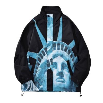 China Men's Large Size Breathable Goddess Jacket Men's OEM Print Jacket Main Jacket Loose Drop High Street Hip Hop for sale