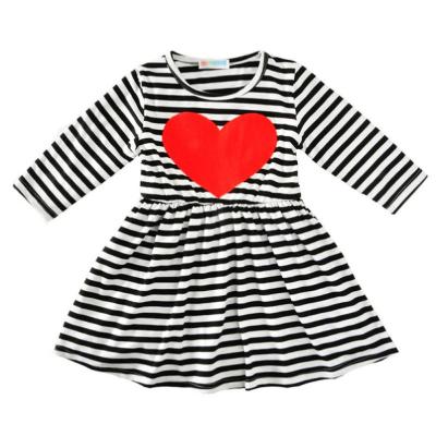 China Breathable Valentines Day Love Heart Wholesale Red Half Stripe Baby Girl S Leg Dress for sale