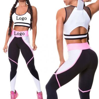 China Wholesale Custom Sports Compression Bra High Print Breathable Active Wear Gaiters Gym Plus Size Pants And Bras Women Yoga Set Fitness for sale