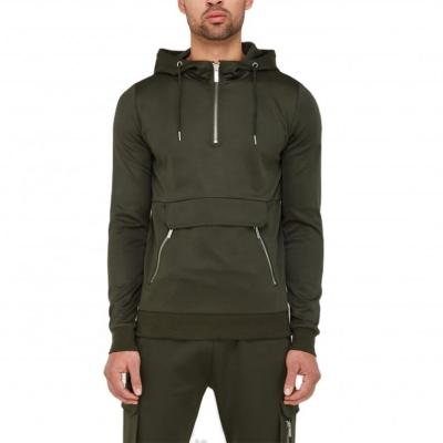 China Custom Anti-wrinkle OEM Mens Tracksuit Zipper Kangaroo Pocket Cargo Hoodie Sweatshirts for sale