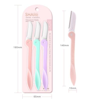 China Safety SBelle Best Sale 3 Color Eyebrow Trimming Foldable Safety Eyebrow Hair Remover Eyebrow Razor Trimmer for sale