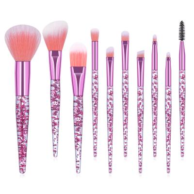 China 10pcs Face Brush Crystal Sparkles High-Grade Fibers Glitter Makeup Set Brush Private Label for sale