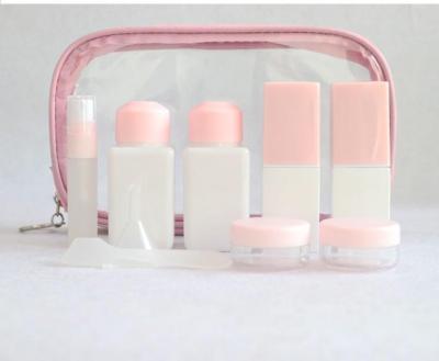 China High Quality Plastic Cosmetic Lotion Cosmetic Packing Toner Bottle Set Square Bottle Travel Kit for sale