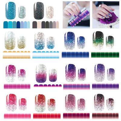 China Long Last SBelle OEM Glitter Gradient Color Full Shine Wraps Polish Stickers Decal Strips Nail Self--Ashesive Art Sets Nail Stickers for sale