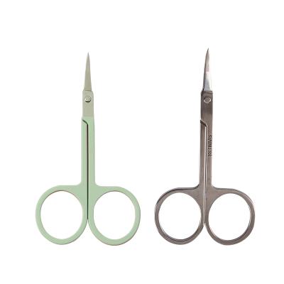 China Right Handed Scissors Wholesale High Quality Durable Silver Stainless Steel Curve Eyebrow Scissors Makeup Tools for sale