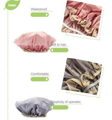 China Sustainable Fashionable Custom Terry Towel Lined Shower Cap for sale