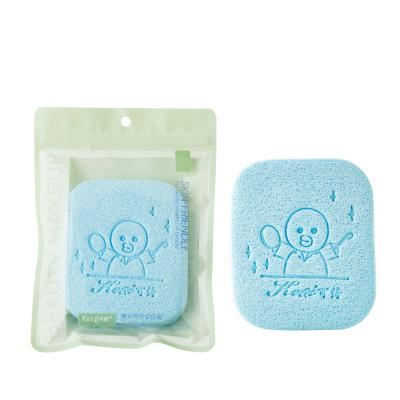 China 2021 Customized High Quality Soft Comfortable Eco-friendly Square Puff Label Cartoon Logo Sponge Facial Cleansing Puff For Facial Cleansing for sale