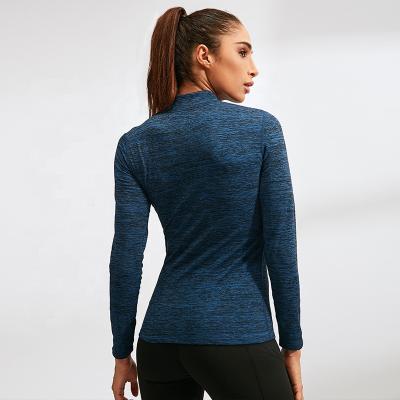 China Sale Winter Logo Jacket Long Sleeve Breathable Custom Zipper Seamless Cheap Sportswear Casual Yoga Tops for sale