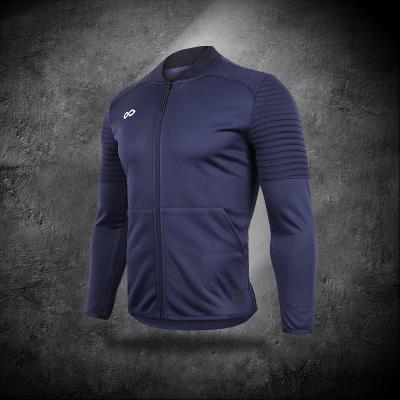 China Top Grade Breathable Dark Blue Mens Football Sport Training Slim Fit Coat for sale