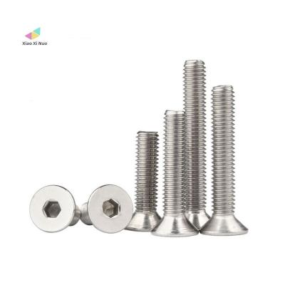 China XiaoXiNuo factory 304 stainless steel m1.6 m2 m3 m4 m6 flat din 7991 hex socket countersunk head machine screw for sale