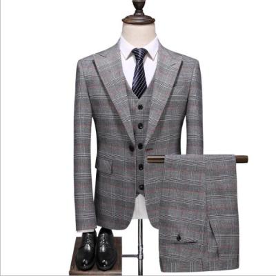 China Plus Size Single Breasted Mens Sweat Suits Plaid Jogging Man Suit Wholesale High Quality 3 Piece Mens Suits for sale