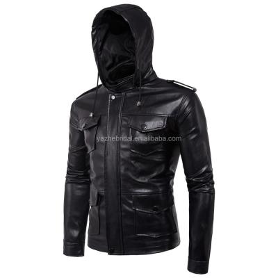 China Viable new style high end men's motorcycle hooded men's leather jacket quality leather coat for sale