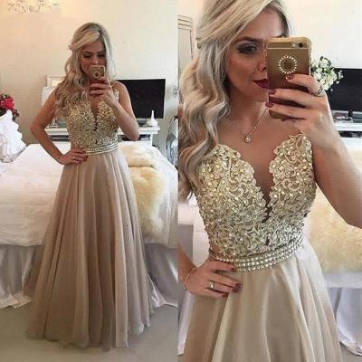 China Beaded A Line Lace Applique Plus Size Prom Dresses Long V Neck Women A Shape Lady Wholesale Evening Gowns for sale