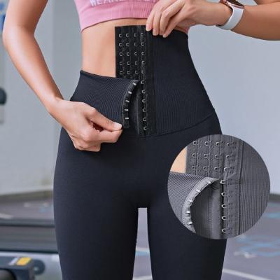 China Wholesales Breathable Womens High Waist Trimmer Fitness Workout Sport With Trainer Construction Sweated Waist Leggings for sale