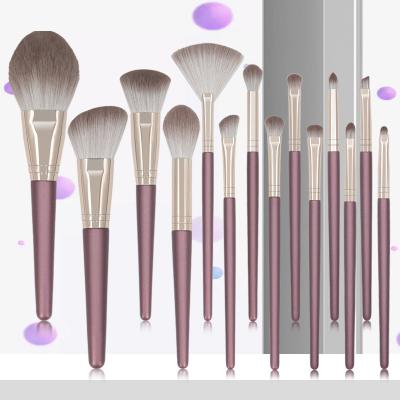 China China Factory Wholesale Luxury 14pcs Wooden Handle Beauty Makeup Brushes High Quality Base Make Up Brush Set for sale