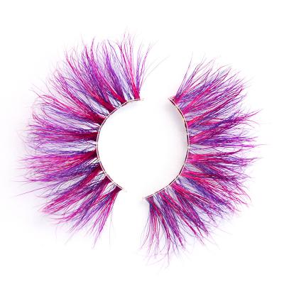 China custom logo 25mm real 3d natural mink eyelashes 3d colored false eyelashes cruelty mink color eyelash free eyelash sellers for sale