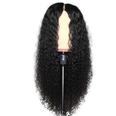 China Cheap Kinky Curly Natrual Black Hair Wigs Deep Wave Curly Transparent Lace Front Raw Virgin Hair Synthetic Wigs for sale