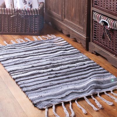 China Tassel Washable Single Cotton Factory Canvas Rugs Carpet Soft Non Slip Play Mat For Baby Cotton Woven Rug for sale