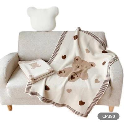 China Korean Anti-Static The Same Bear Blanket Kids Autumn Winter Cute Lunch Knit Warm Comforter Covering Comforter Blanket Air Conditioning for sale