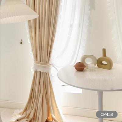 China Nordic new anti-pilling guest milk tea color velvet in bay window pure color bedroom shade hall curtain fabric for sale