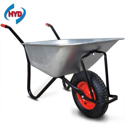 China Construction Industry Yellow Color Wheel Barrow Pneumatic Wheels Barrow for sale