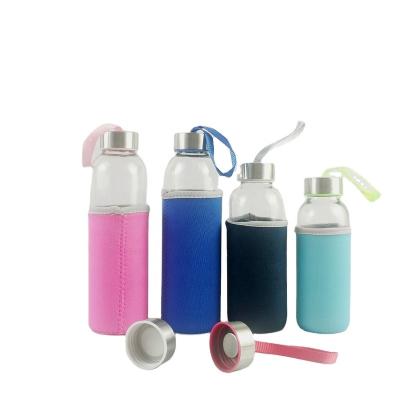 China Beverage 300ml 500ml 750ml 1L Juice Beverages Glass Water Bottle with Leak-Proof Caps and Bamboo Stainless Steel Socket/ for sale