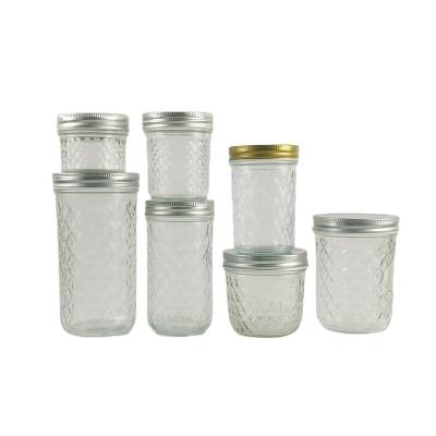 China Food 4oz 8oz 12oz 16oz 32oz Mouth Clear Width Glass Mason Jar For Food Storage With Lid And Band for sale