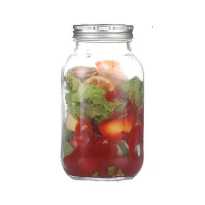 China Food Block Storage Cookie Pickling Canning Glass Mason Jar 32 oz for sale