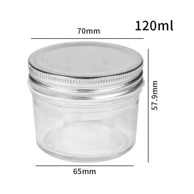 China Custom Mini Round 120ml Mason Jars Clear Glass Food Storage Containers for Candy Jelly for sale