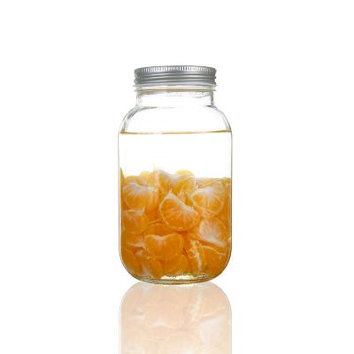 China Regular Food Mouth Glass Canning Mason Jars With Lid And Band 16oz Block Jelly Jar 32oz for sale