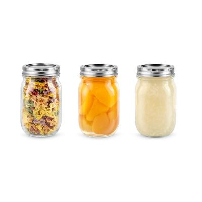 China Food 16 oz Glass Mason Jar with Metal Lid for Pickling Canning Fruit Cans Jam or Jelly for sale